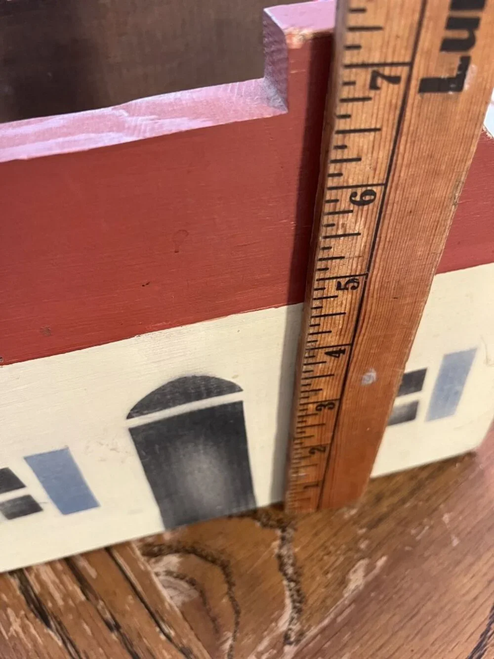 Country Hand-Painted Wooden Box Folk Art House
